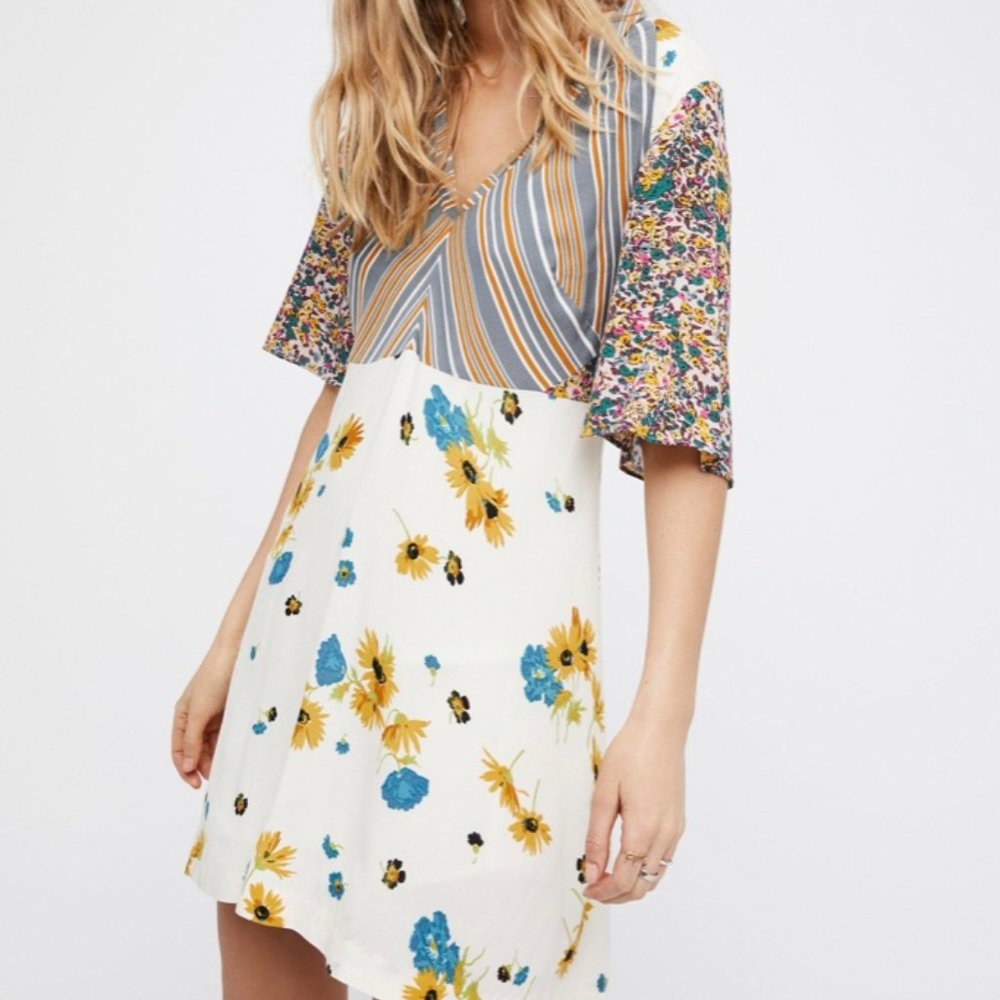 Free People Mix It Up (Floral and Stripe) Dress